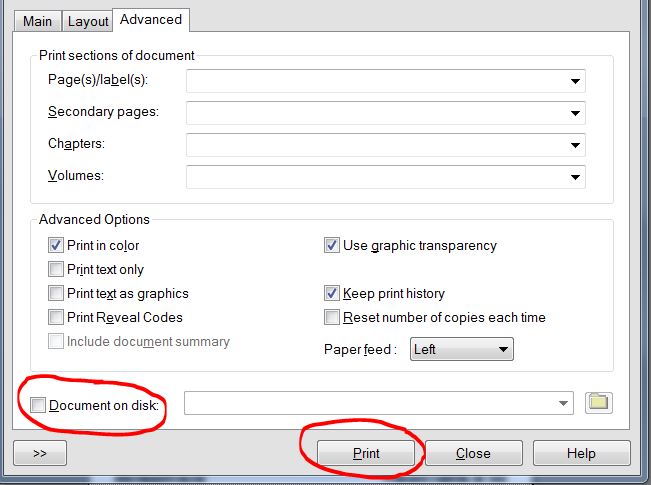 WordPerfect Print Menu Grayed Out4