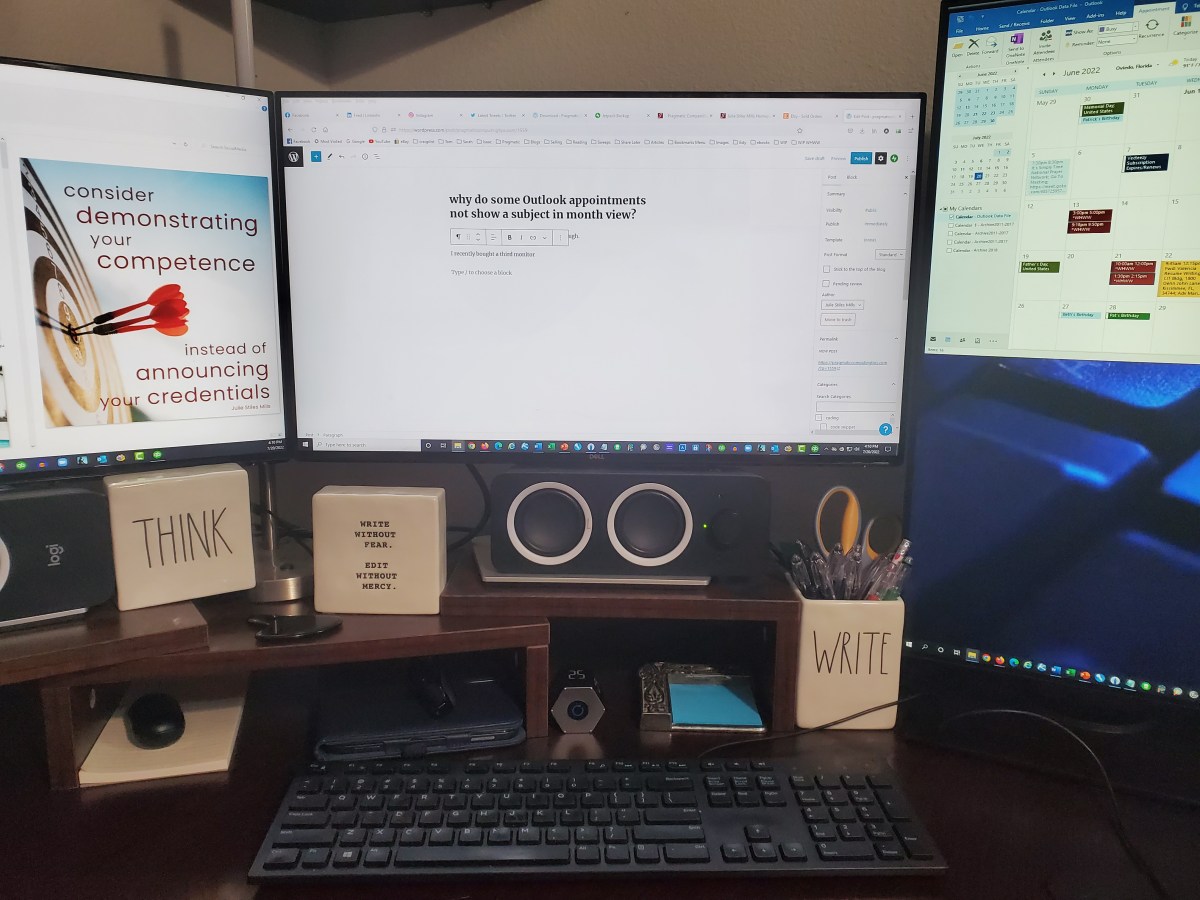 why do some Outlook appointments not show a subject in month&nbsp;view?