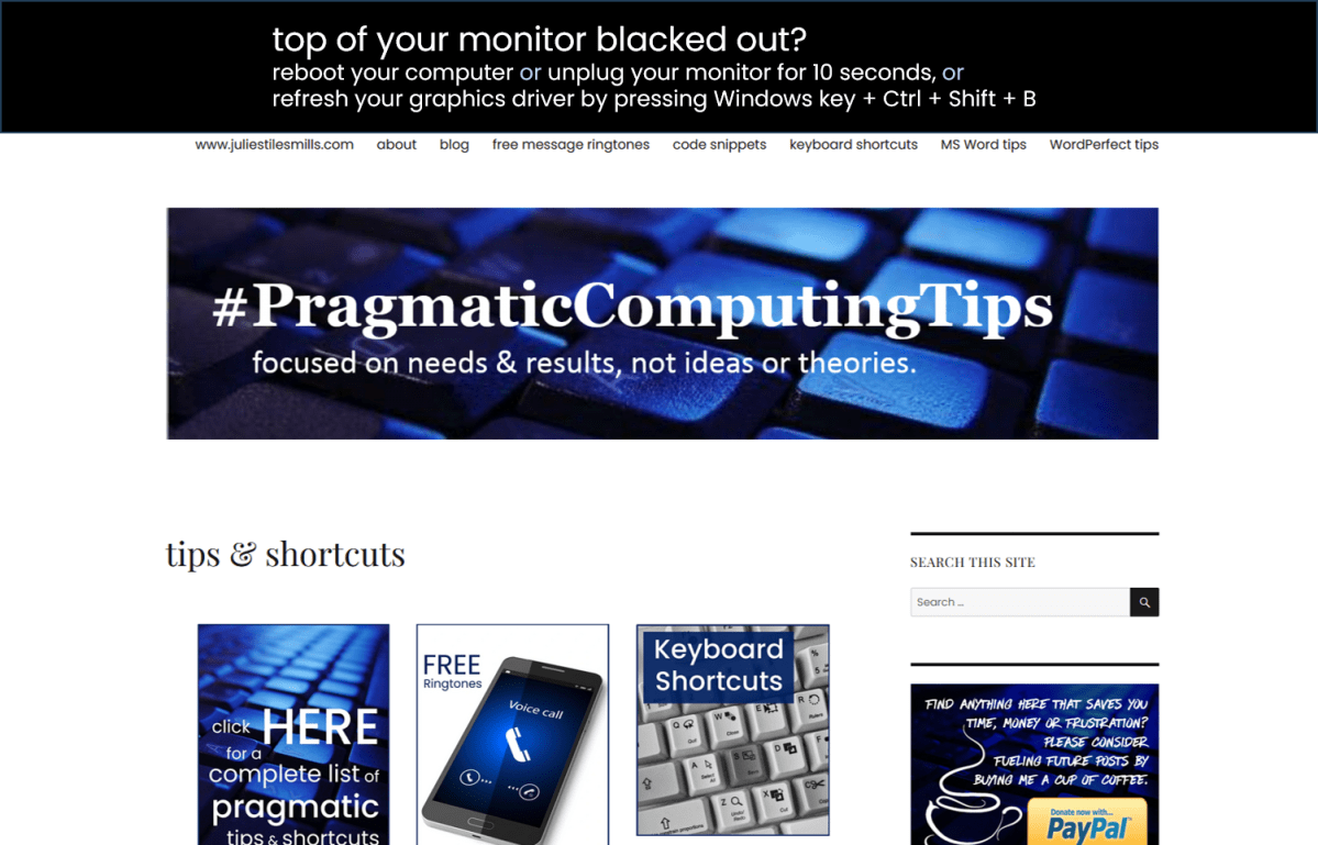 Windows 10: Top of Computer Monitor Blocked or Blacked&nbsp;Out?