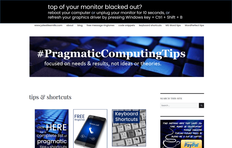 Windows 10: Top of Computer Monitor Blocked or Blacked Out?